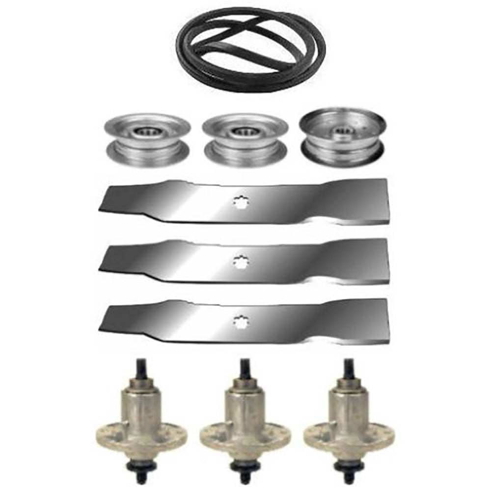 Blades-Spindles-Pulleys-Belt Kit Fits John Deere 48" LA130 LA145 LA155 LA165