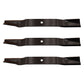 52" Rotary #3380 Lawn Mower Blade Set (3) Fits Woods #70117 1/2" Center Hole