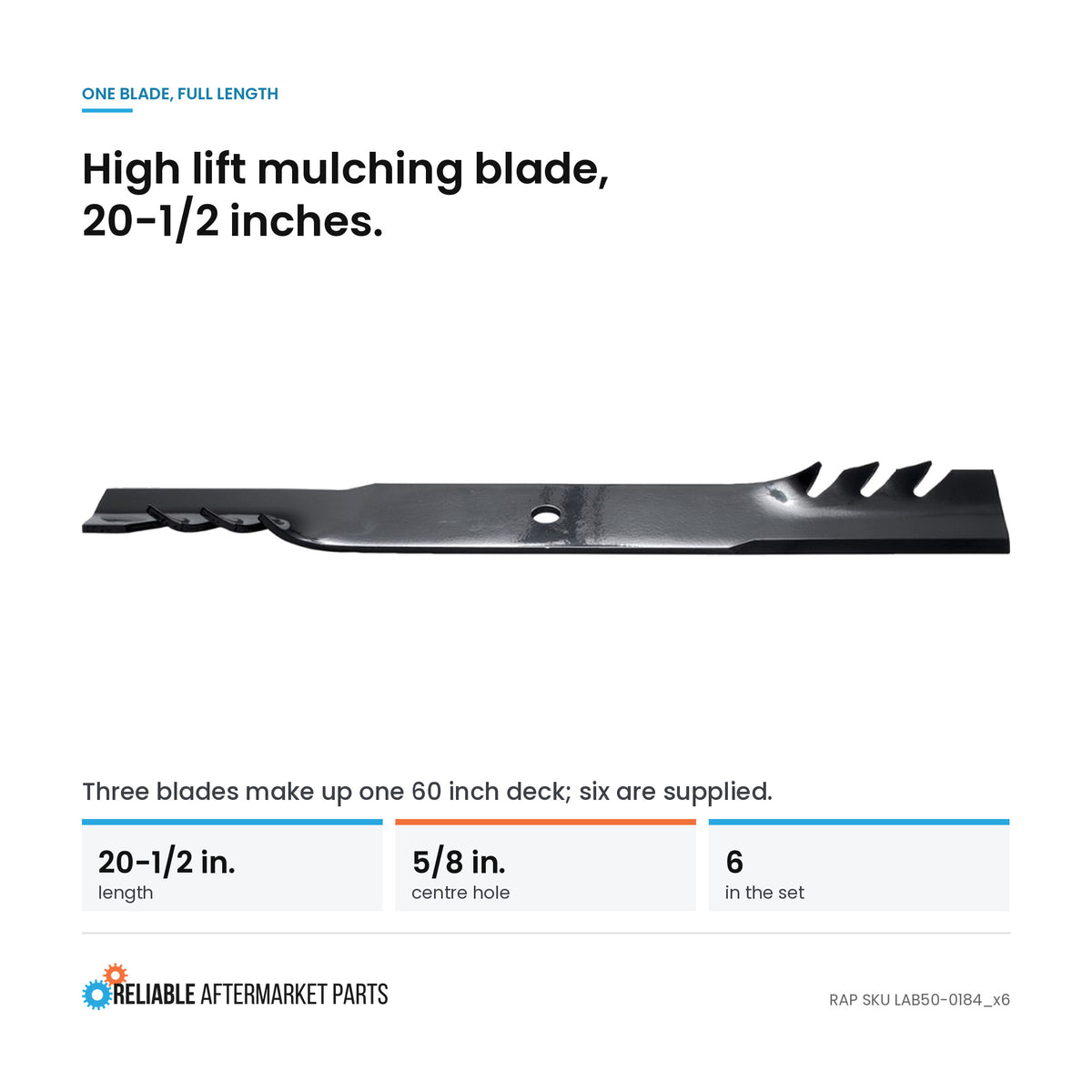 Qty 6: Mulching Blades Fits Ariens Replaces 03253900