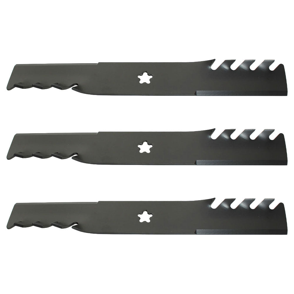 (3) Toothed Mower Blades Fits Husqvarna Riding Mowers 54" Deck 187255 187254