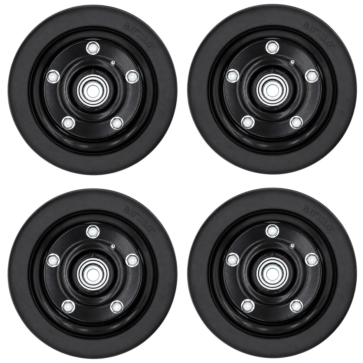 59008700 4 PK Finish Mower Wheels 8x3.5" Bore Fits Caroni TC480 TC590 TC910