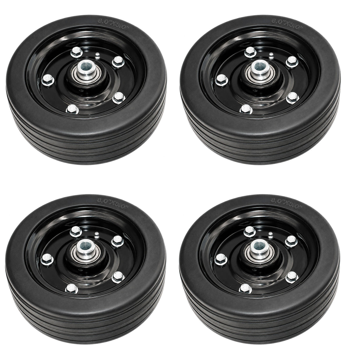 59008700 4 PK Finish Mower Wheels 8x3.5" Bore Fits Caroni TC480 TC590 TC910