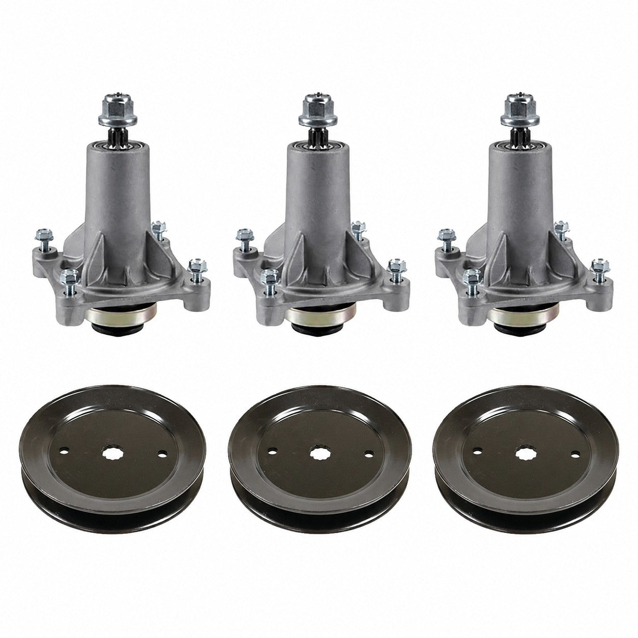 Qty 3: Spindle Assembly & Drive Pulley Fits AYP Replaces 129861