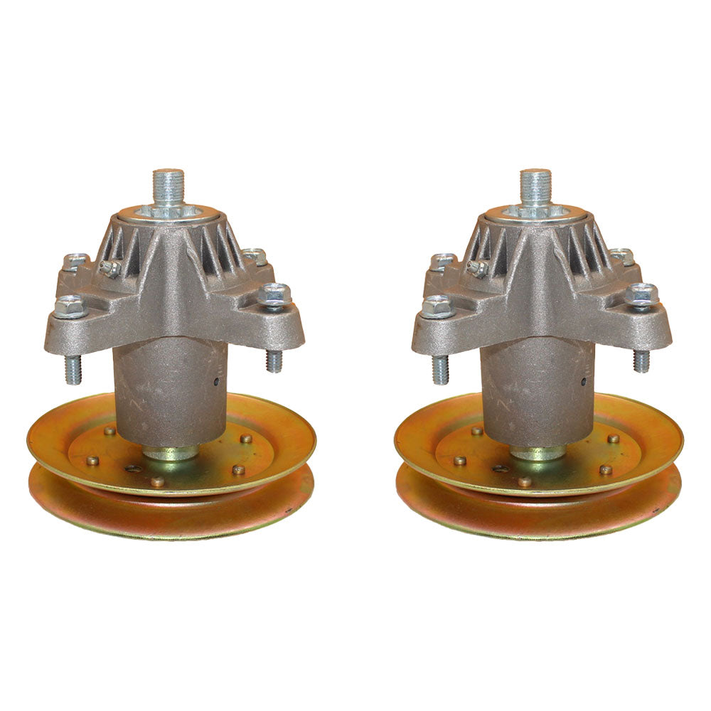 Qty 2: Spindle Assembly with Pulley
 Fits MTD Replaces 618-04474