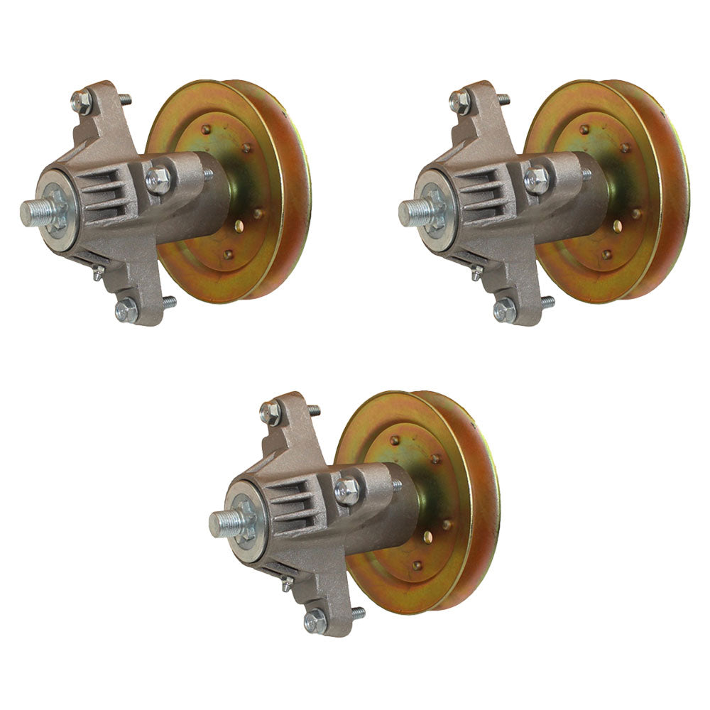Qty 3: Spindle Assembly with Pulley
 Fits MTD Replaces 618-04474