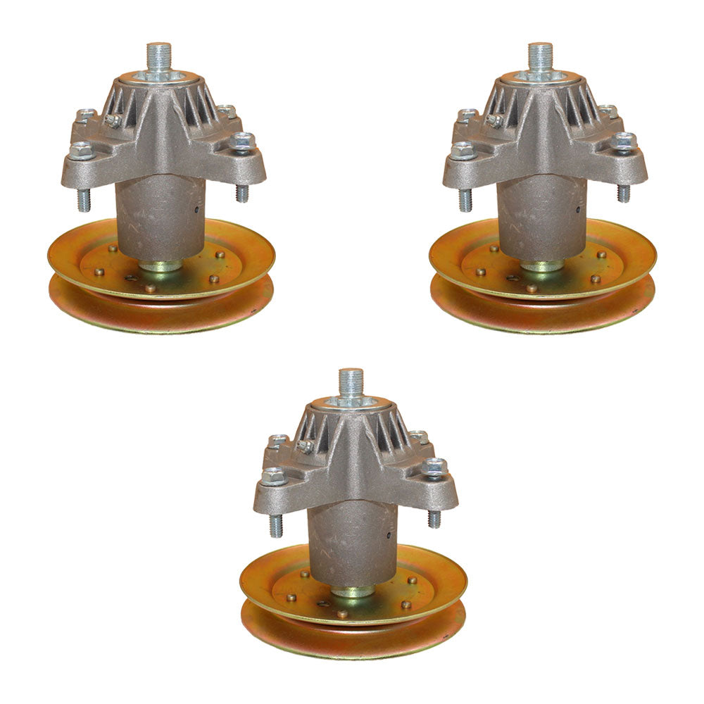 Qty 3: Spindle Assembly with Pulley
 Fits MTD Replaces 618-04474