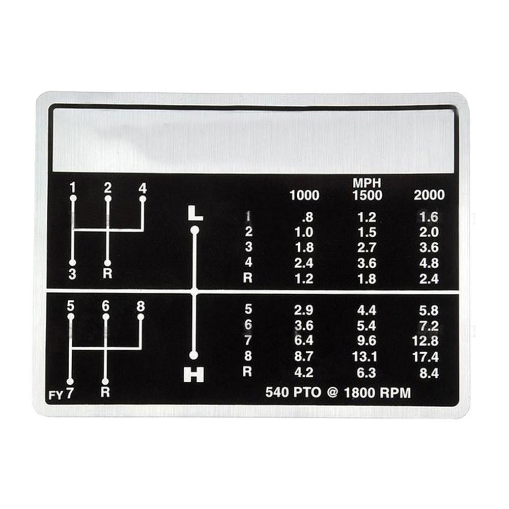 Gear Shift MPH Decal Fits Ford Tractor 8-Speed 2000 3000 2600 3600 231 531 3400
