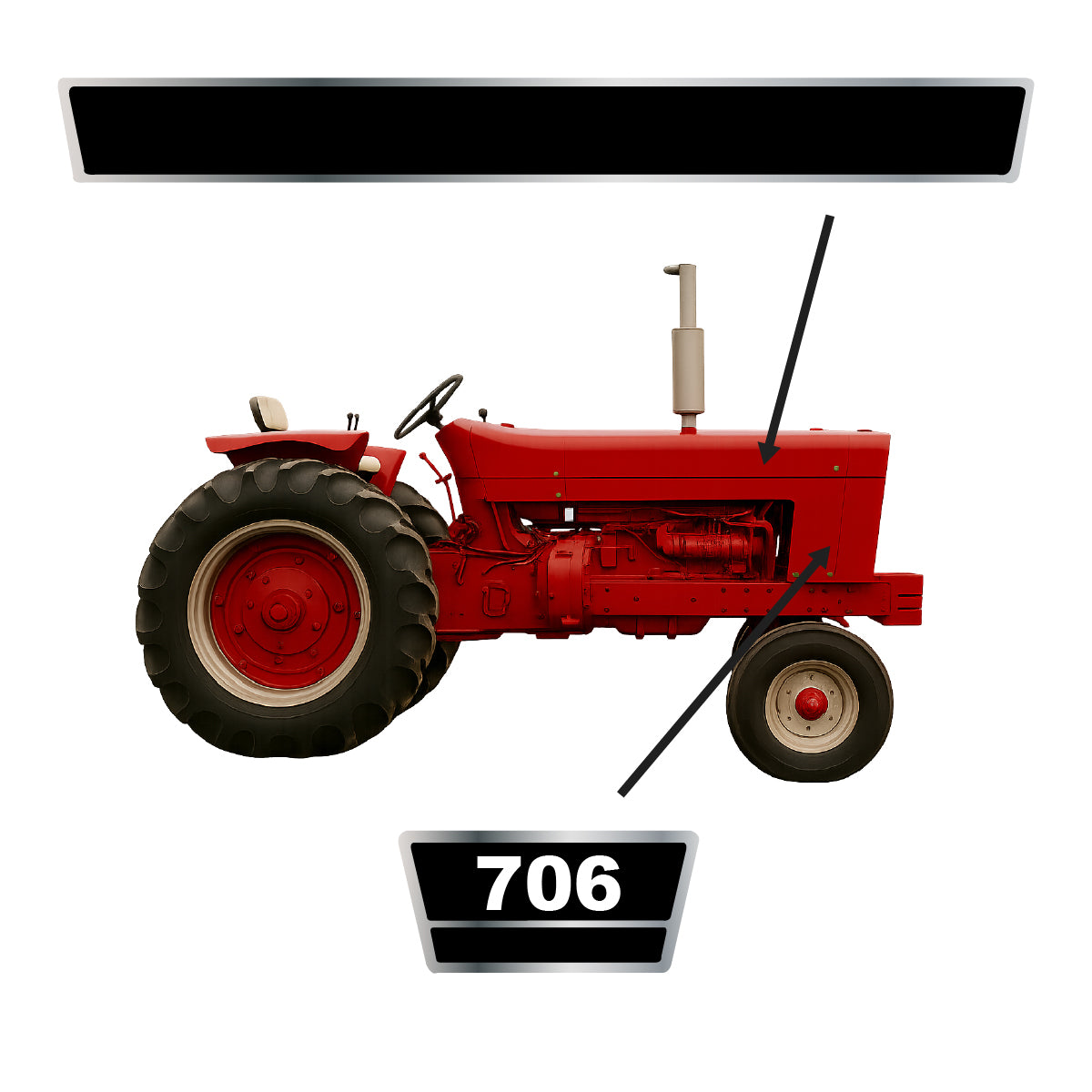 Vinyl Hood Decal Kit Fits FARMALL Fits International Harvester Tractor HKIH7 706