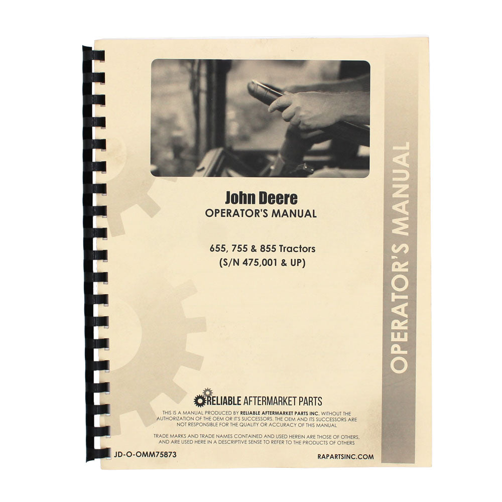 Operators Manual Fits John Deere Replaces JD-O-OMM75873