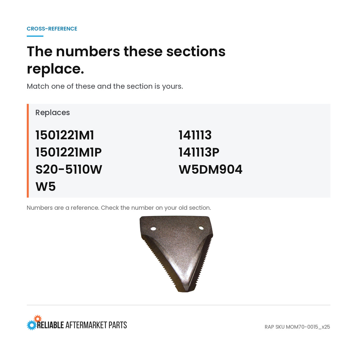 Qty 25: 14ga Under Serrated Black Sickle Section Fits Detroit Replaces 084DT