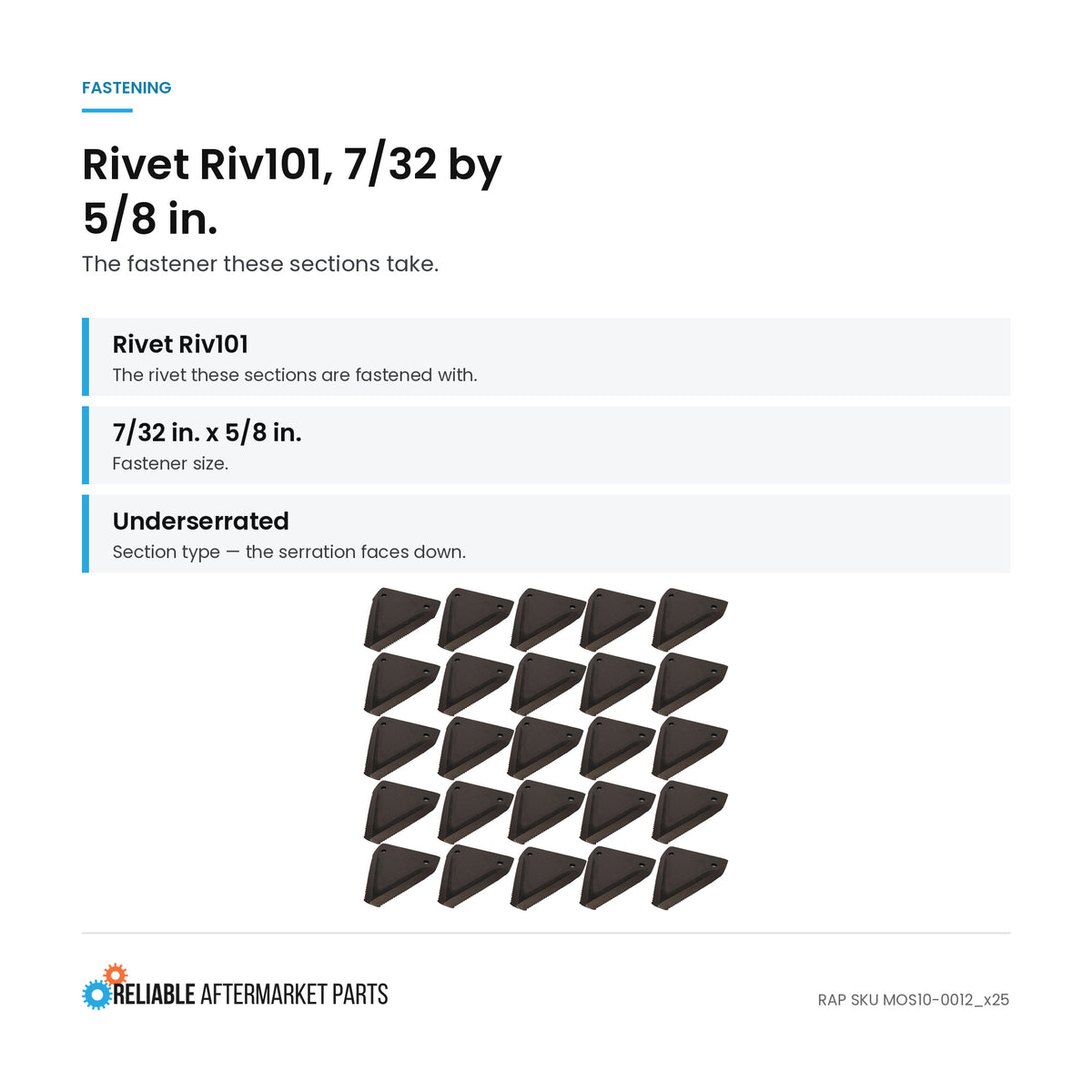 Qty 25: Sickle Section Fits New Idea Replaces OU577HS