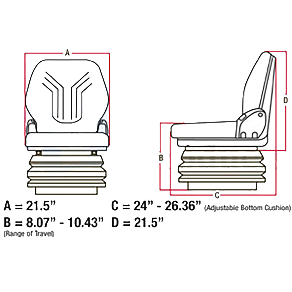 AIR SUSPENSION SEAT Fits Kubota GRAMMER MSG95 741 CHARCOAL GRAY