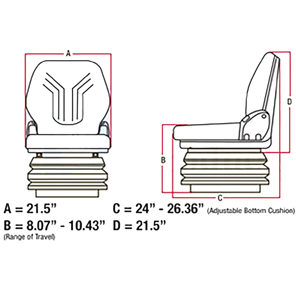 MSG95741GRC New Universal Charcoal Grammer Seat Assembly w/ Air Suspension