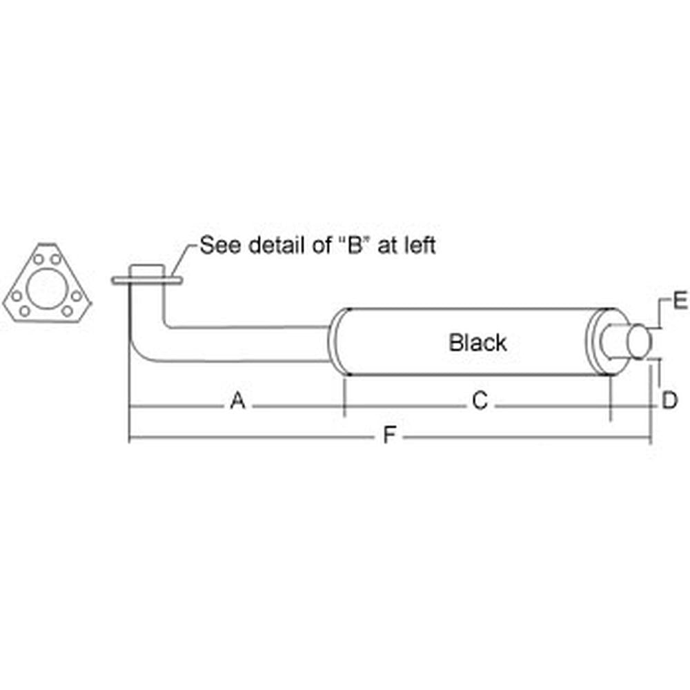 Muffler - Black Fits Massey Ferguson 205 210 3282243M1