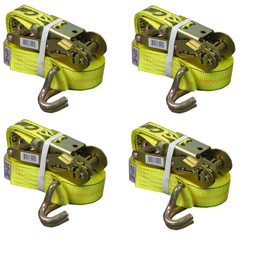 4 Ratchet Straps Flatbed Truck Trailer Cargo Tie Down Farm Binder 2" x 27'