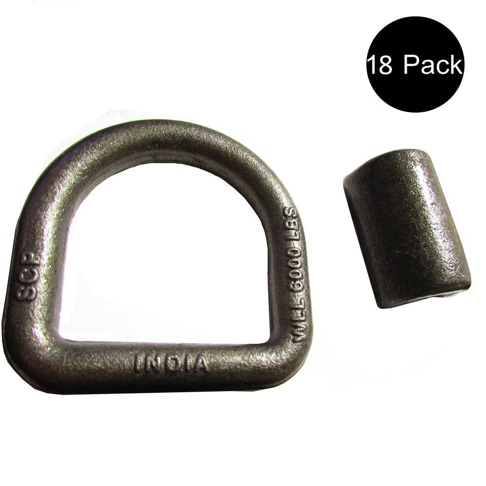 (18) 5/8" Weld-On D-Rings Flatbed Truck Trailer Rope Straps Tie-Down Chain Ring
