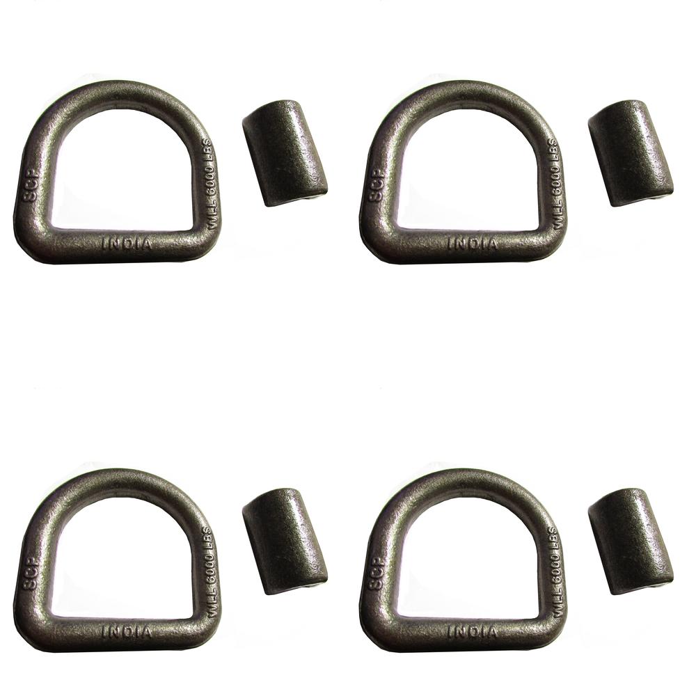 (4 pk) 5/8" Weld On D-Ring 4x4 Recovery Tow Truck Equipment Trailer 18K Rating