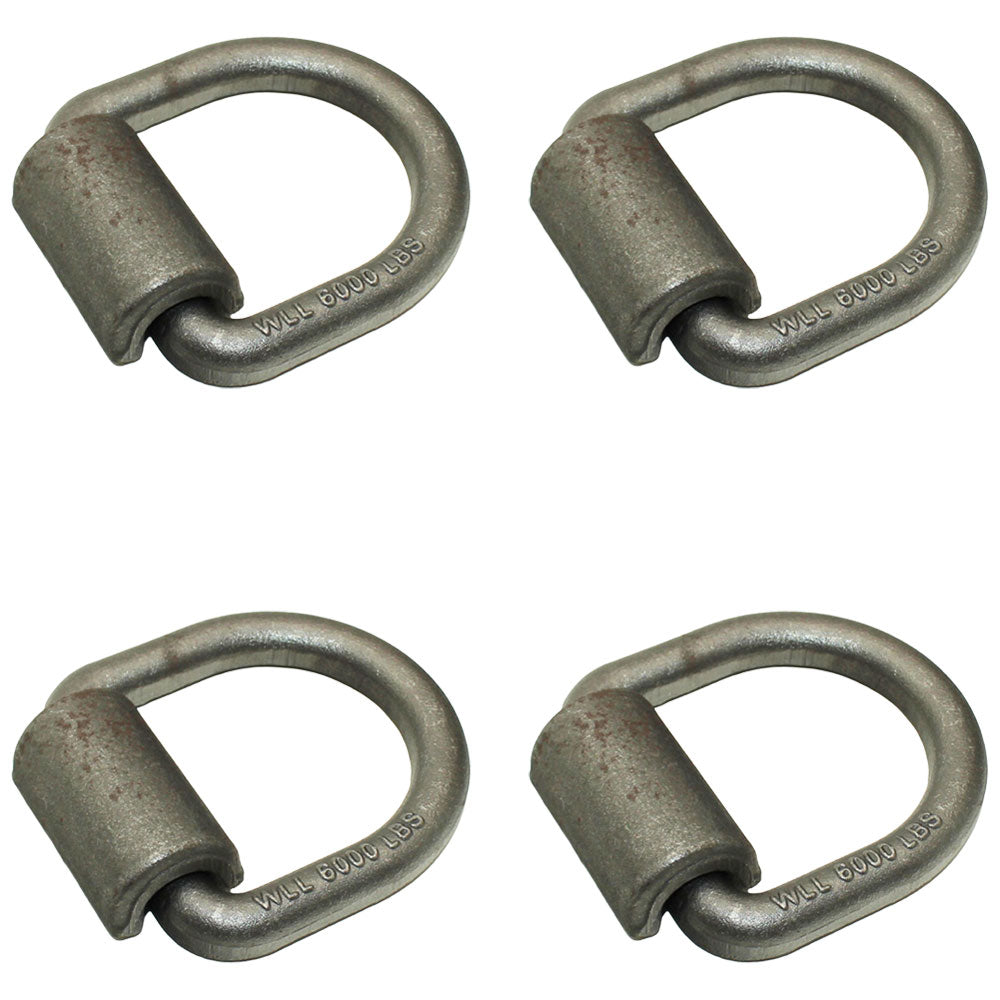 (4 pk) 5/8" Weld On D-Ring 4x4 Recovery Tow Truck Equipment Trailer 18K Rating