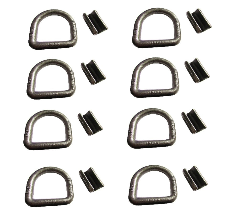 (8) 5/8" Weld On D Rings Flatbed Truck Trailer Rope Straps Tie Down Chain D-Ring