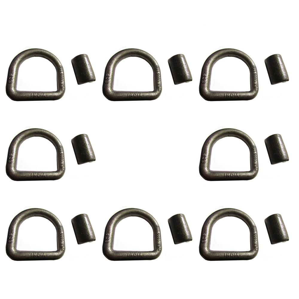 8 Pack 5/8" Heavy Duty Weld-On Forged D-Ring 18,000 Lbs