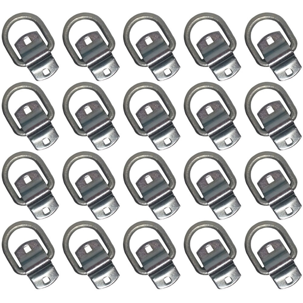 (20) Bolt-on 1/2" D Rings Flatbed Truck Trailer Rope Tie Down Strap D-Ring