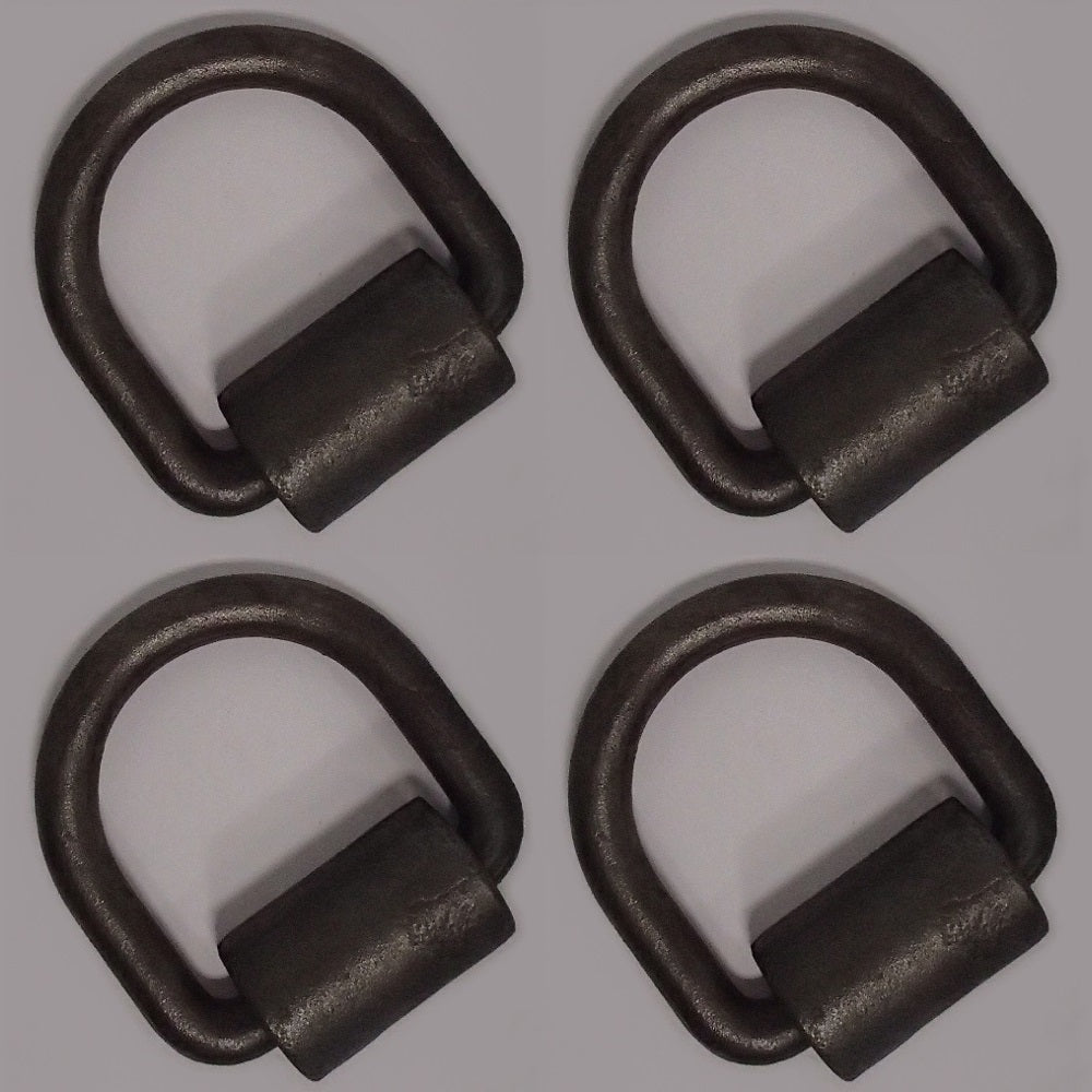 (4) 1/2" D-Rings with Weld-on Clips Flatbed Truck Trailer Tie Down D Ring & Clip