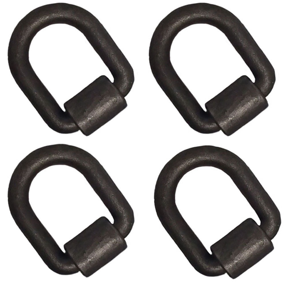 (4) Forged 1" Weld On D Ring Trailer Truck Towing Chain Tie Down Rings