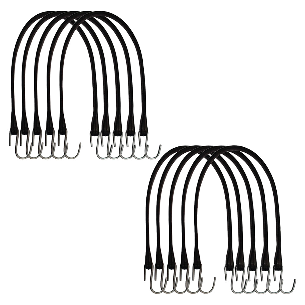 10 pcs 21" Rubber Straps Tarp Bungee Steel "S" Hooks Tie Down Cord Trailer Truck