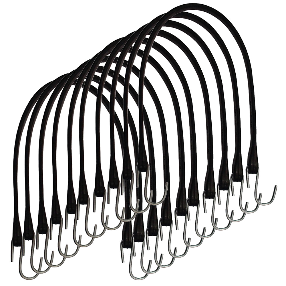10 pcs 21" Rubber Straps Tarp Bungee Steel "S" Hooks Tie Down Cord Trailer Truck