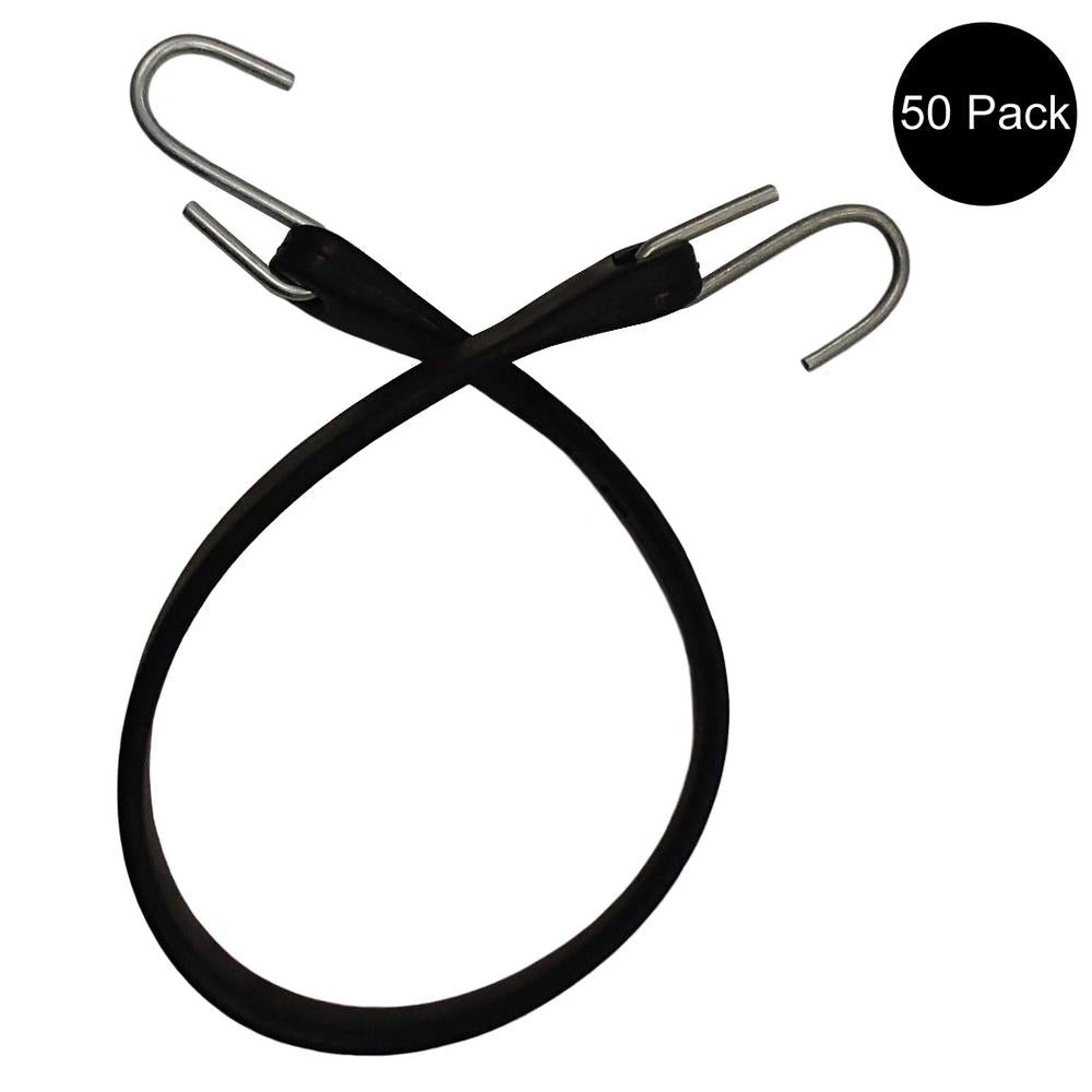 50 Pack of 21" Heavy Duty Rubber Tarp Tie Down Straps Bungee Cord Flatbed Truck