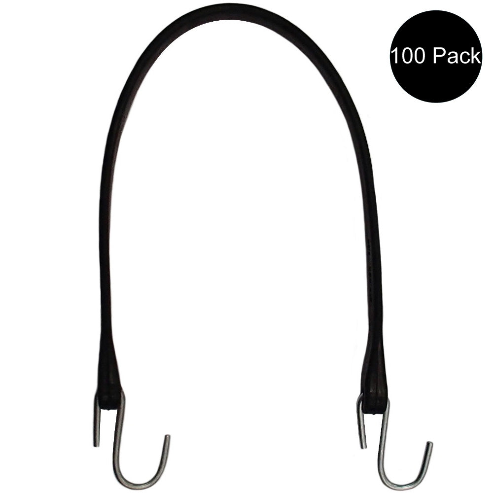 (100) 21" Rubber Tarp Straps Black Heavy-Duty Multi-Purpose