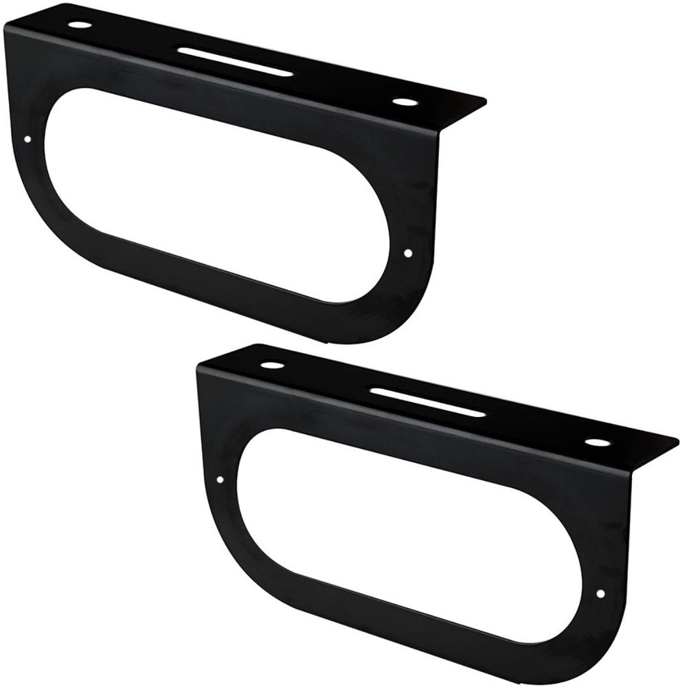 (2) Black Mounting Bracket for 6" Oval Light Powder Coated Trailer RV Optronics