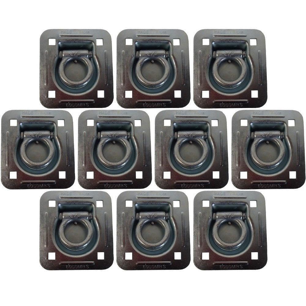 10 Square Recessed D-Ring - 1-1/2" Bolt-on 6000 lbs MBS For Trailer Flatbed