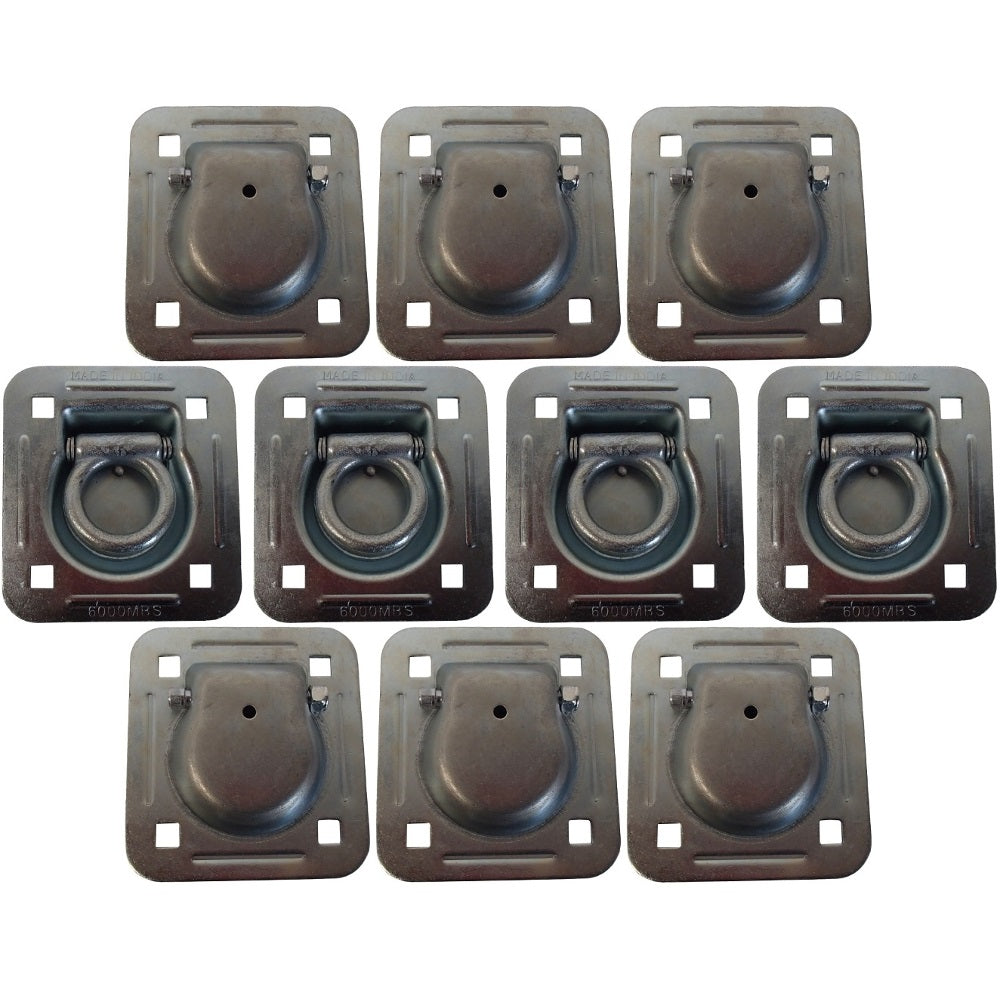 10 Square Recessed D-Ring - 1-1/2" Bolt-on 6000 lbs MBS For Trailer Flatbed