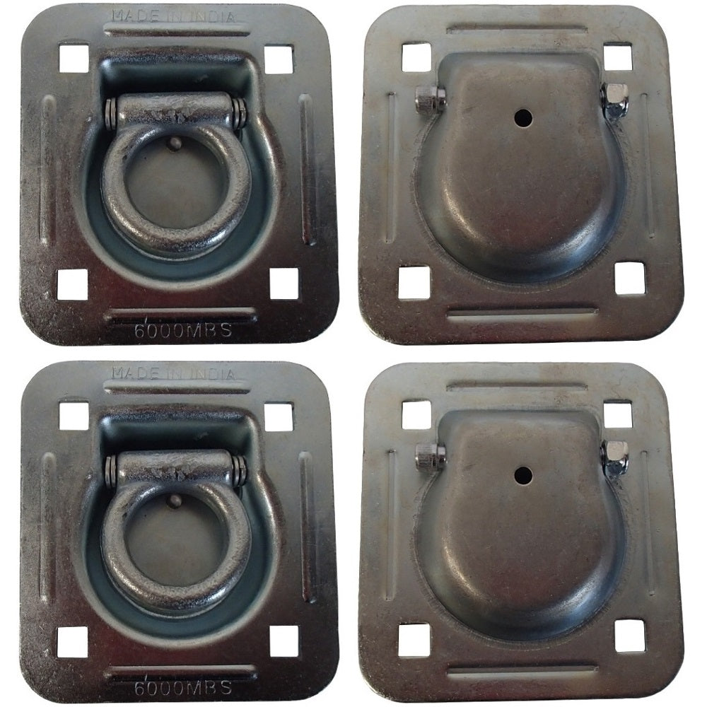 4 Recessed Anchor Point Tie Down Cargo Truck Container Quad Van Trailer D-Rings
