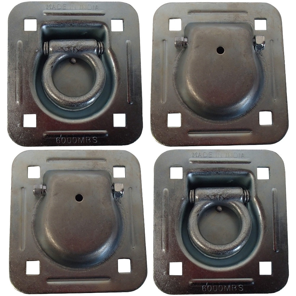 4 Recessed Anchor Point Tie Down Cargo Truck Container Quad Van Trailer D-Rings