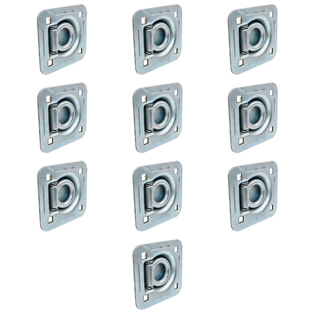 10 pk Flush Mount Recessed Ring Trailer Cargo Tie Down Control D-Rings 6000 lbs. COLOR MAY VARY