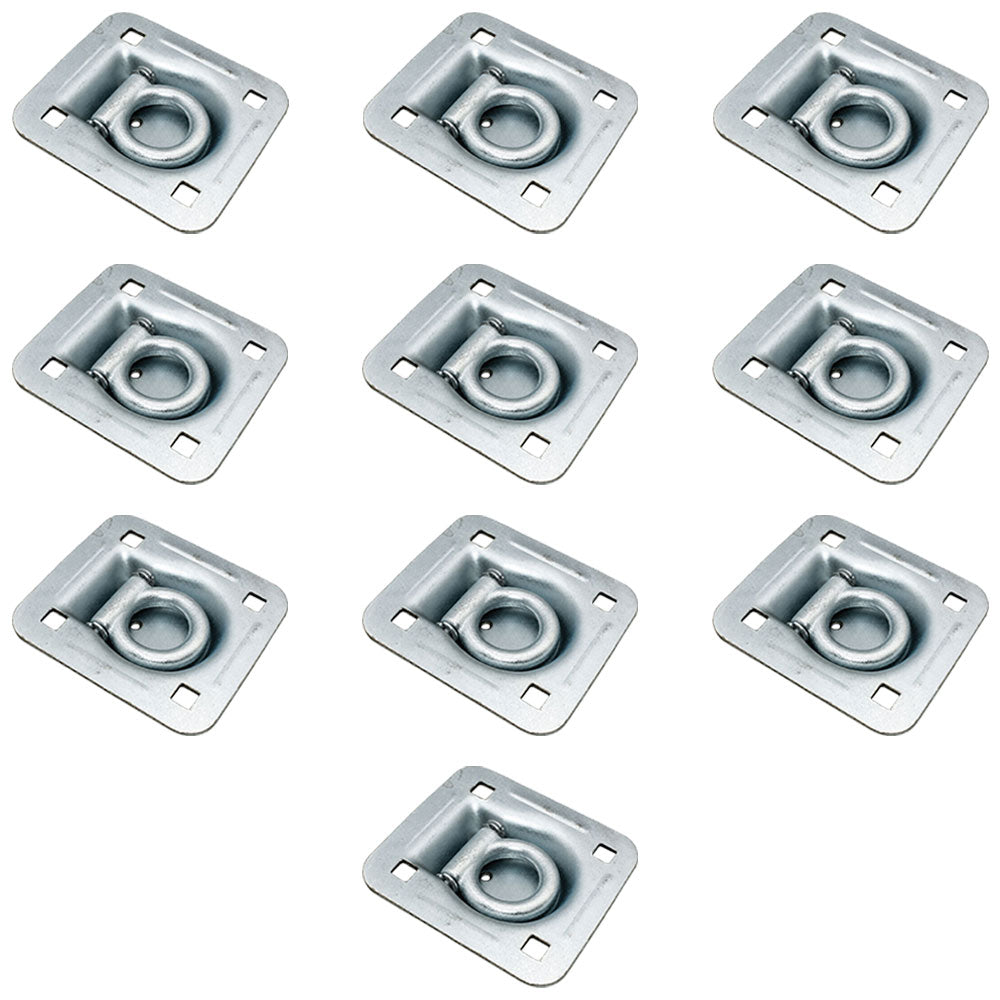 10 pk Flush Mount Recessed Ring Trailer Cargo Tie Down Control D-Rings 6000 lbs. COLOR MAY VARY