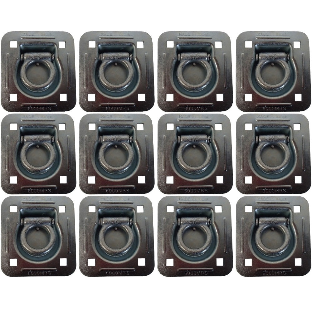 12 Flush Mount Recessed Ring Trailer Cargo Tie Down Control D-Rings 6000 lbs