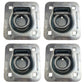 4 Pack Chain Rope Tie Down Trailer 4-Bolt Steel Recessed D-Ring 6000# MBS Rated