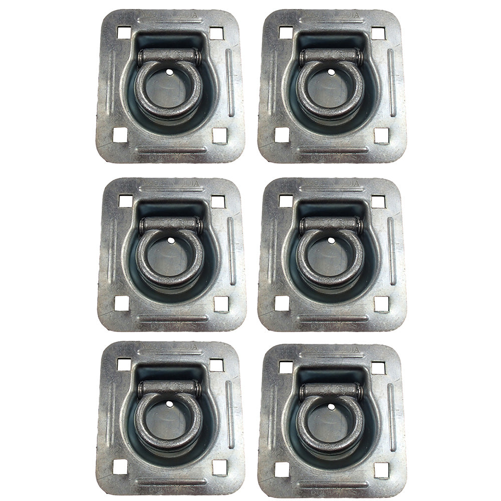 (6) Flush Mount D-Ring - 1.5" Recessed Tie-Down Anchor for Trailers Trucks Cargo