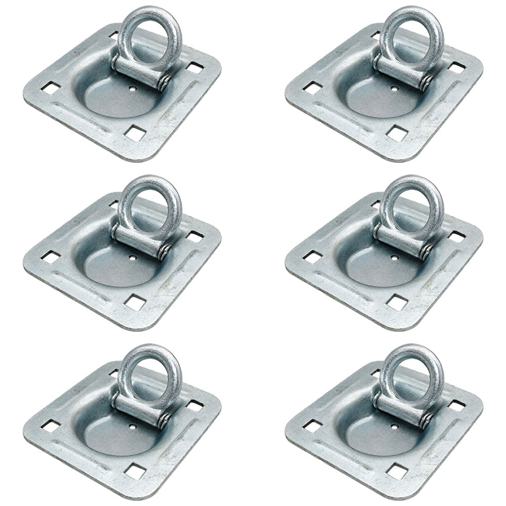 6 Recessed Quad Van Cargo Container Truck Trailer Tie Down Anchor Point D-Rings