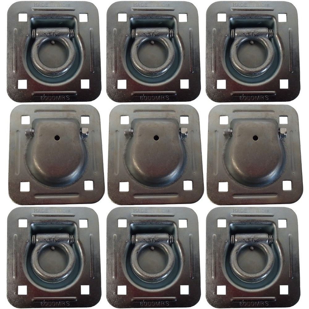 (9 Pk) Flush Mount D-Ring - 1.5" Recessed Tie-Down Anchor for Trailers Truck Car