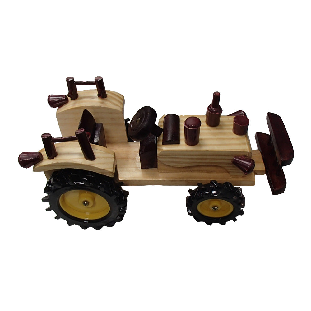 One (1) Handcrafted 10" Long Wooden Toy Tractor