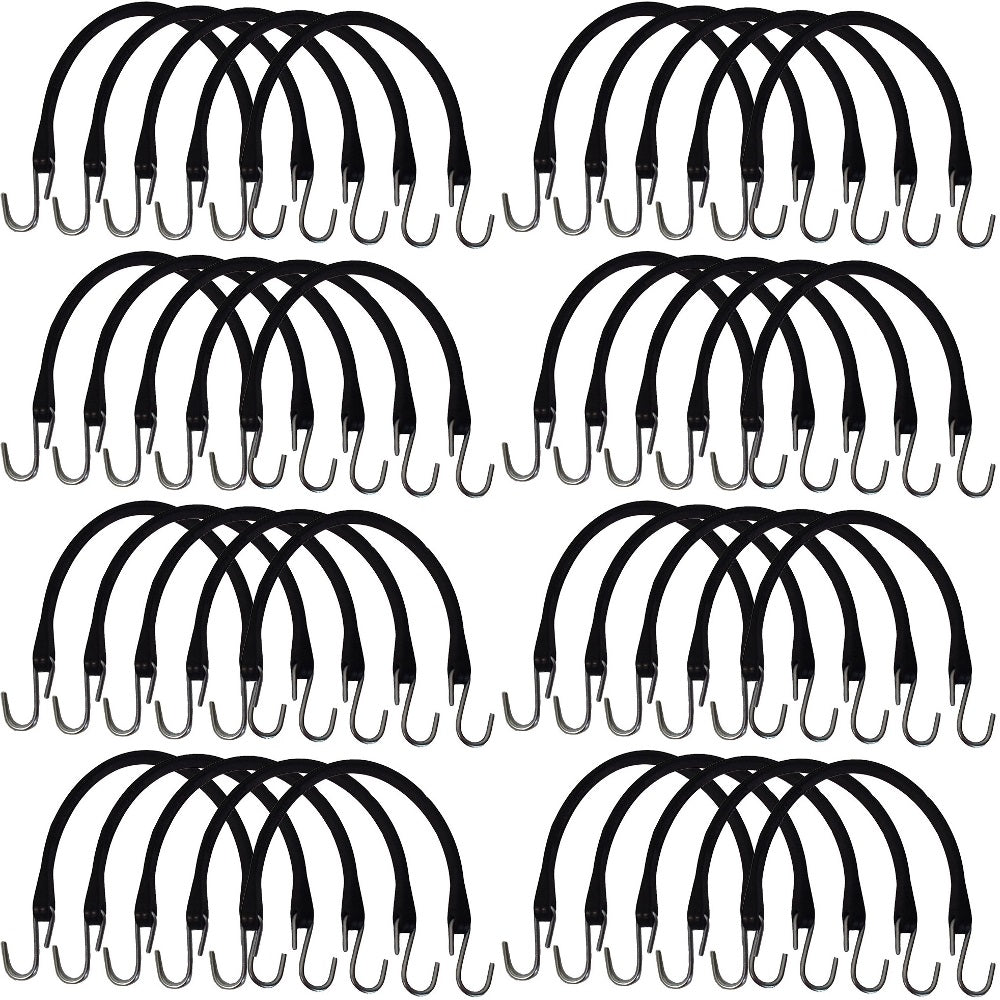 40 Pack 15" Heavy Duty Natural Rubber Tarp Straps Tarp Tie Down Bungee Cords