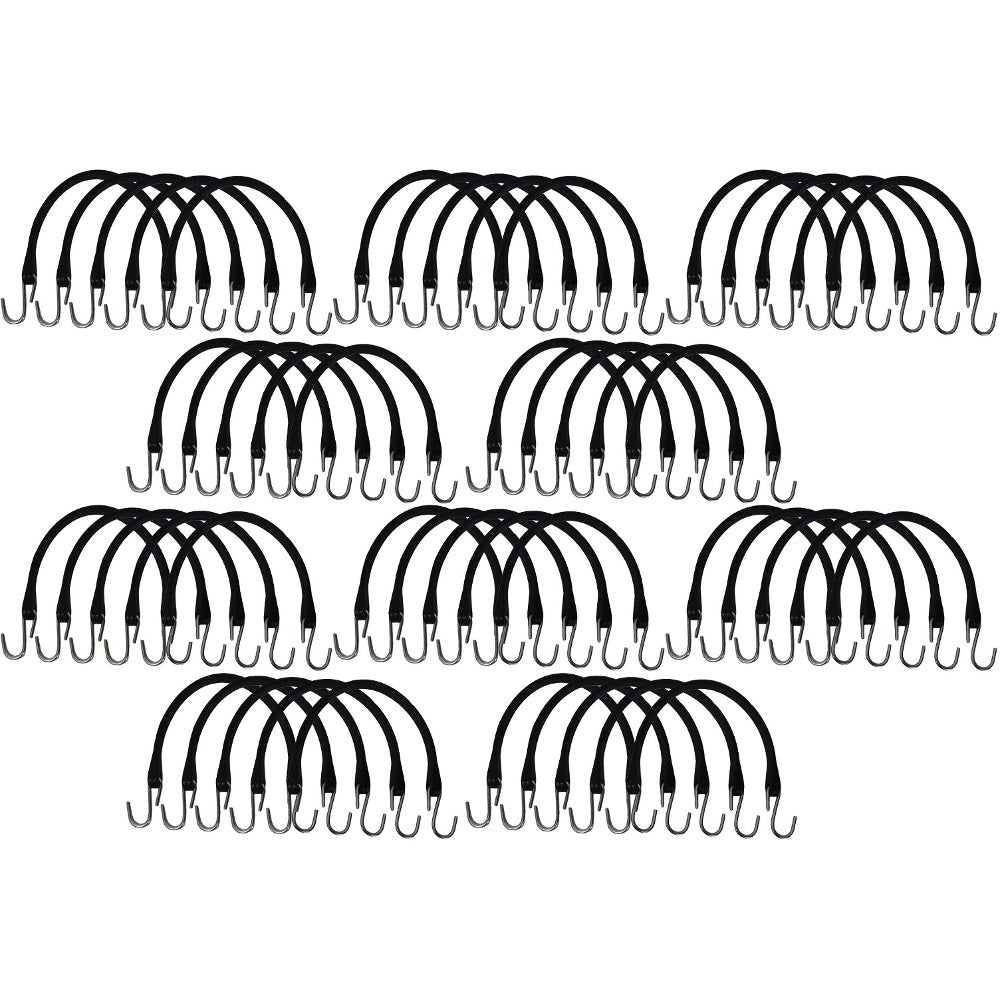 50 Pack of 15 Inch Rubber Bungee Cord Tarp Straps with Hooks