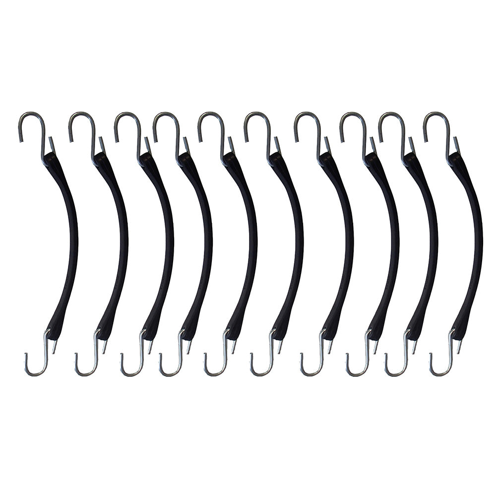 Ten (10) Heavy Duty Natural Rubber 9" Bungee Cords Tarp Tie-Down Straps