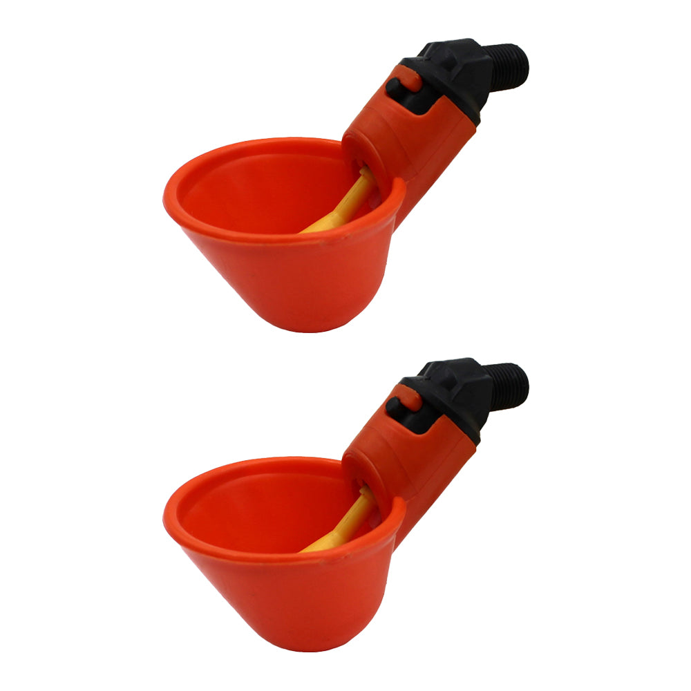 2 Automatic Waterer Drinker Cups Chicken Coop Poultry Chook Bird Turkey Drink