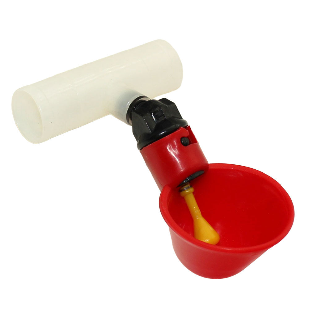 One (1) Automatic Waterer Drinker Cup and Clear Plastic Fitting Chicken Water Poultry Coop