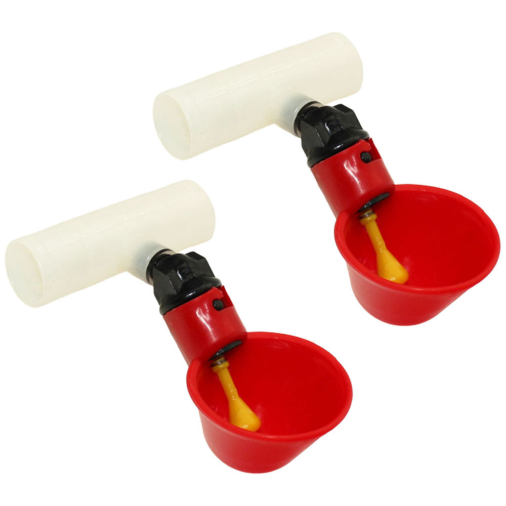 (2) Automatic Drinker Cups & 1/2" Clear Tee Fitting Chicken Water Poultry